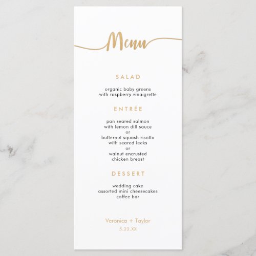 Gold Simple 3 course wedding menu