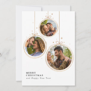 Gold Simple Aesthetic Elegant Family Christmas Invitation