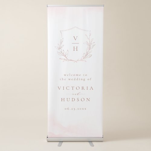 Gold Simple botanical crest rustic wedding welcome Retractable Banner