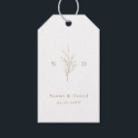 Gold simple botanical leaves monogram wedding gift tags<br><div class="desc">Monogrammed initials and elegant hand illustrated botanical leaves,  and elegant script and classic font in gold and white,  simple and luxury.  Great thank you favor stickers for modern classic wedding,  simple formal wedding,  elegant botanical garden wedding. 
See all the matching pieces in the collection.</div>