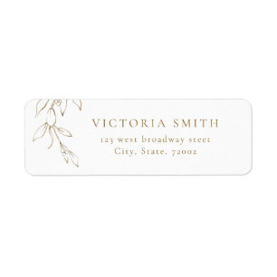 Gold simple botanical wedding return address label