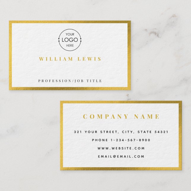 Gold Simple Business Logo Modern Minimalist Card (Front/Back)