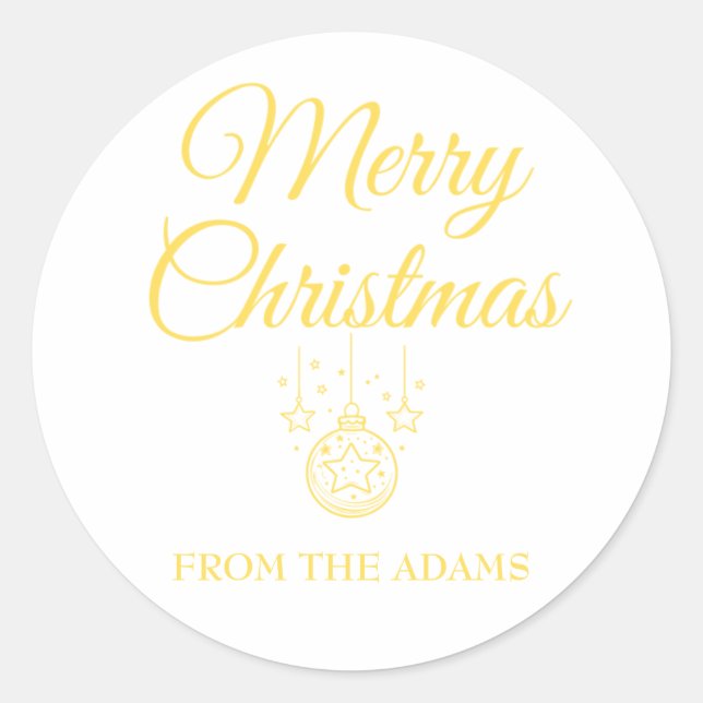 Gold Simple Calligraphy Merry Christmas Classic Round Sticker (Front)