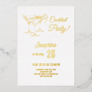 Gold simple cocktail birthday party foil invitation