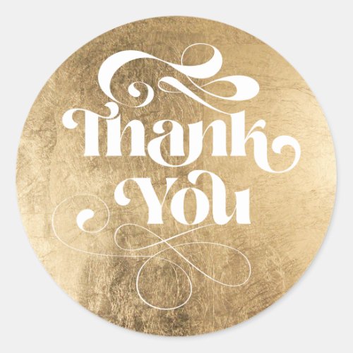 Gold simple cool retro script order thank you classic round sticker