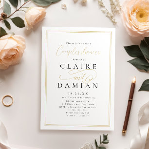 Gold simple eleganc romantic script couples shower invitation