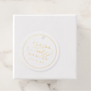Gold simple elegance romantic script wedding foil favor tags