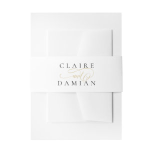Gold simple elegance romantic script wedding invitation belly band