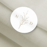 Gold simple elegant botanical leaves wedding classic round sticker<br><div class="desc">Rustic hand illustrated botanical leaves wreath in gold and white,  simple and elegant,  great wedding favor stickers for summer boho rustic wedding,  spring botanical garden wedding. 
See all the matching pieces in collection</div>