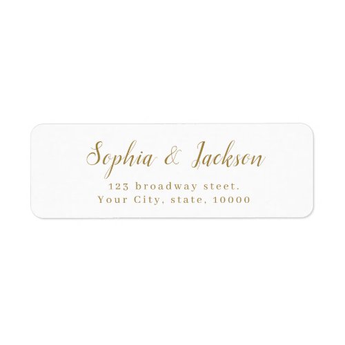 Gold simple elegant romantic script return address label