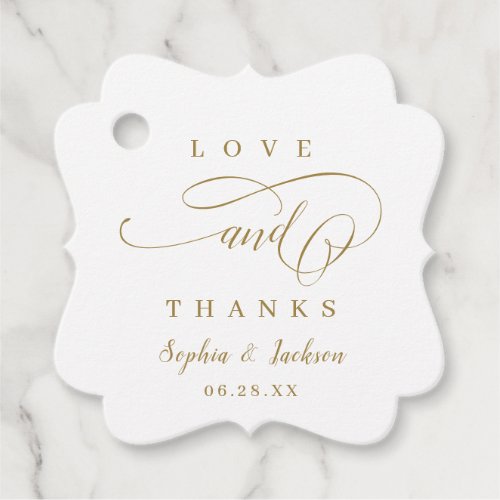 Gold simple elegant romantic script wedding favors favor tags