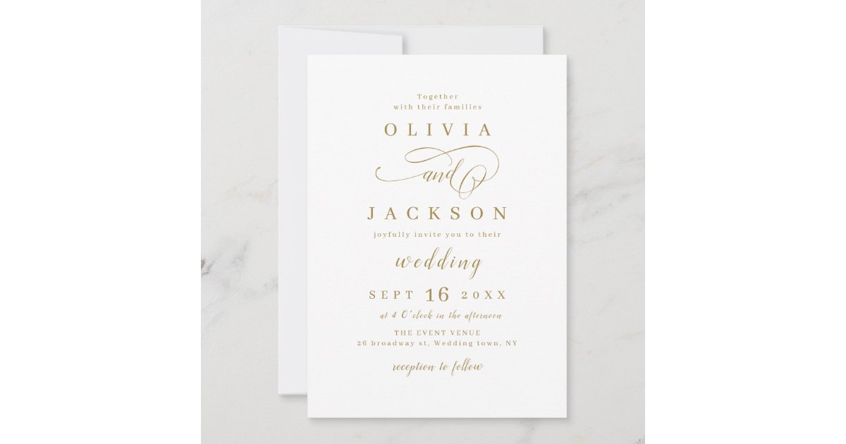 Gold Elegant Wedding Invitation Editable Minimalist Wedding 