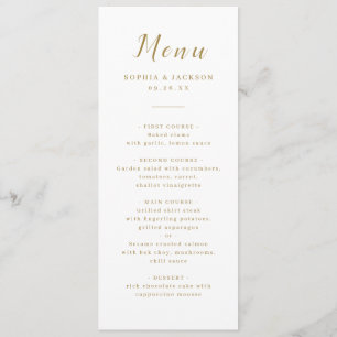 Gold simple elegant romantic script wedding menu