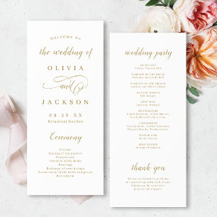 Gold simple elegant romantic script wedding program