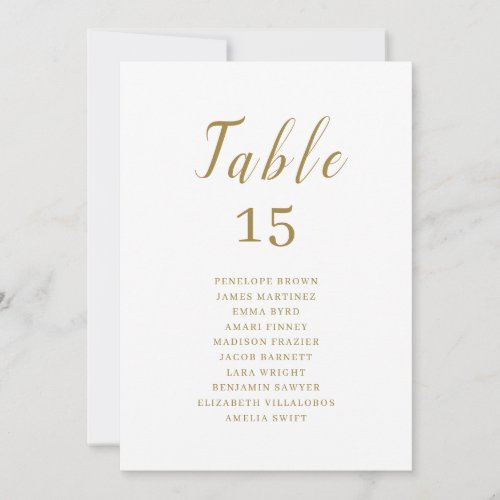 Gold simple elegant script wedding seating charts
