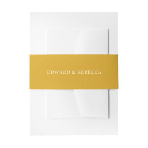 Gold Simple Elegant Solid Color Wedding Invitation Belly Band