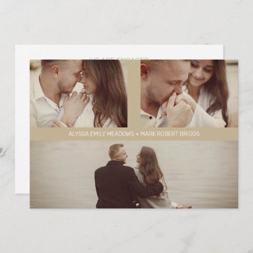 Gold Simple Elegant Three Photos Couple in Loving Save The Date