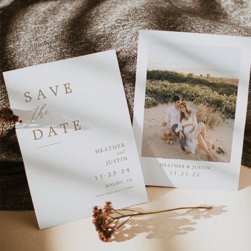 Gold Simple Elegant Wedding Photo  Save The Date