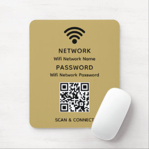 Gold Simple Elegant Wifi QR Code Network Password Mouse Pad