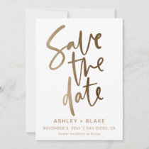 Gold Simple Handwritten Calligraphy Save the Date