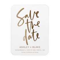 Gold Simple Handwritten Calligraphy Save the Date Magnet
