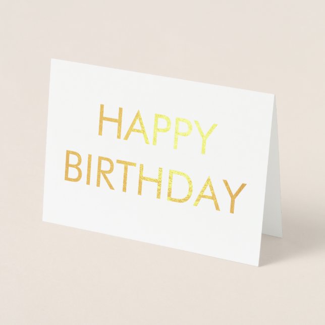 gold SIMPLE MINIMAL TEXT  happy birth day CARD (Front)
