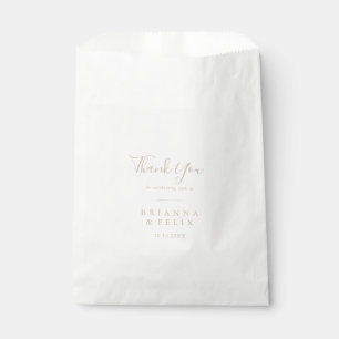 Gold Simple Minimalist Thank You Wedding Favor Bag