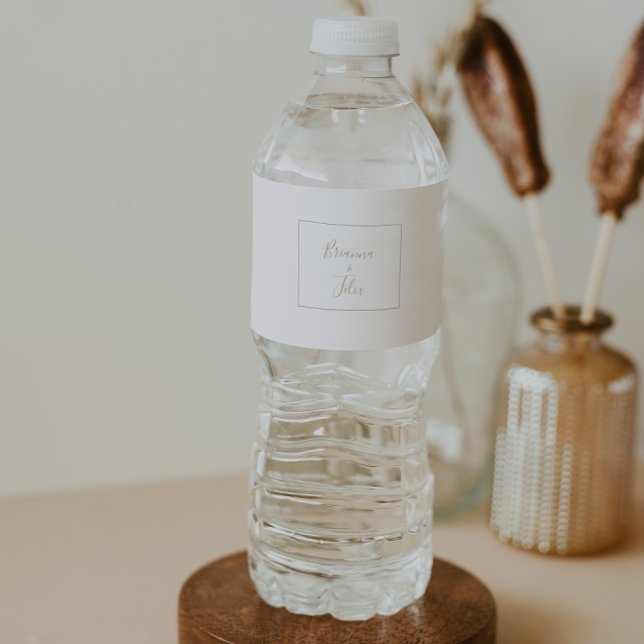 Gold Simple Minimalist Wedding Water Bottle Label (Creator Uploaded)