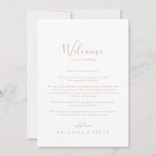 Gold Simple Minimalist Wedding Welcome Letter