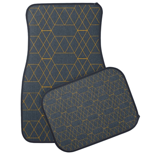 Gold, simple, modern, cool, trendy lines geometric car floor mat (Set)