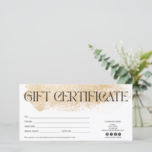 gold simple modern gift card certificate add logo