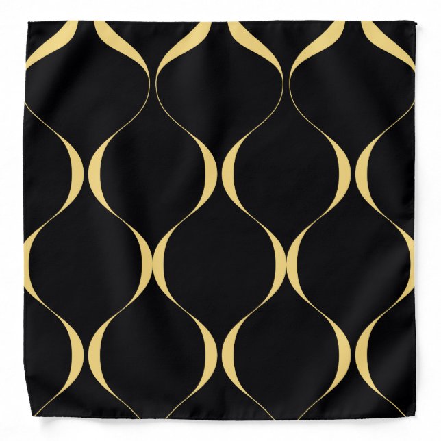 Gold, simple, modern, luxurious wavy graphic bandana (Front)