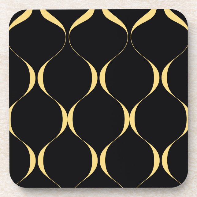 Gold, simple, modern, luxurious wavy graphic beverage coaster (Front)