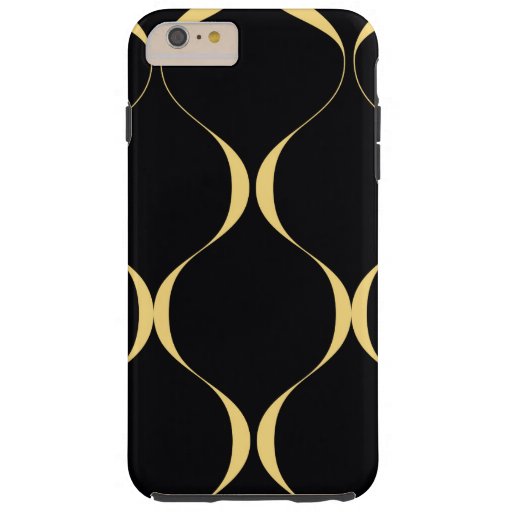 Gold, simple, modern, luxurious wavy graphic tough iPhone 6 plus case