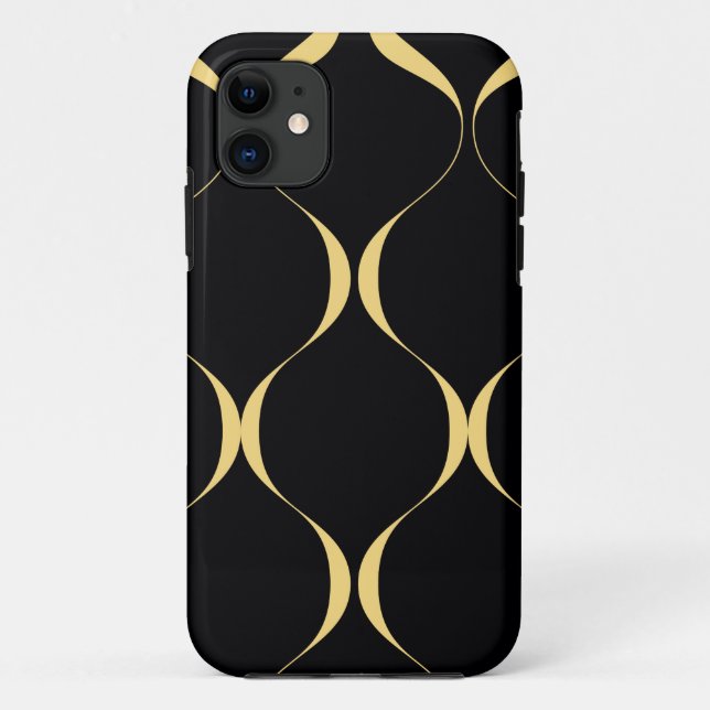Gold, simple, modern, luxurious wavy graphic Case-Mate iPhone case (Back)