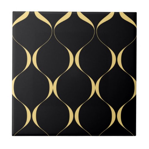 Gold simple modern luxurious wavy graphic ceramic tile