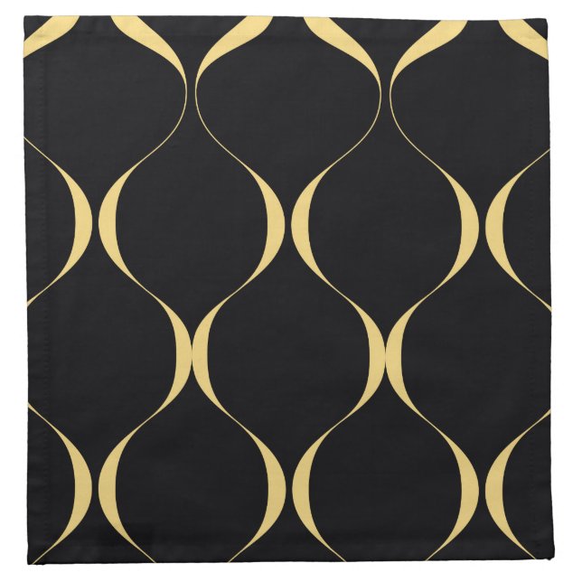 Gold, simple, modern, luxurious wavy graphic cloth napkin (Front)