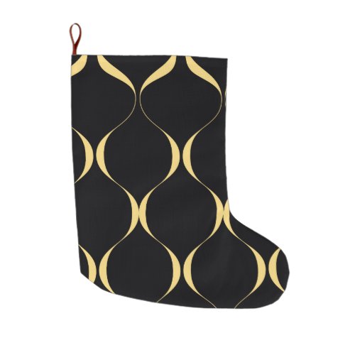 Gold simple modern luxurious wavy graphic large christmas stocking