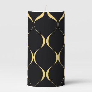Gold, simple, modern, luxurious wavy graphic pillar candle