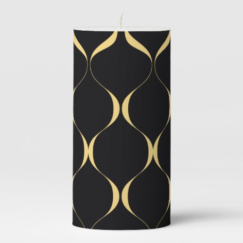 Gold simple modern luxurious wavy graphic pillar candle
