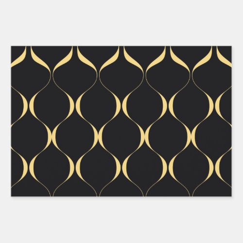 Gold simple modern luxurious wavy graphic wrapping paper sheets