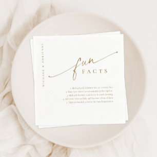 Gold Simple Modern Script Fun Facts Wedding Napkins