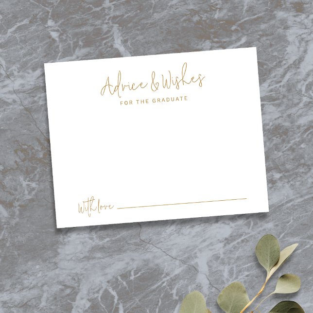 Gold Simple Modern Script Graduate advice & wishes Note Card (Gold Simple Modern Script Graduate advice & wishes Note Card)