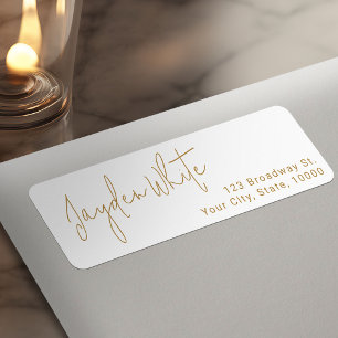 Gold Simple Modern Script Graduate Return Address Label
