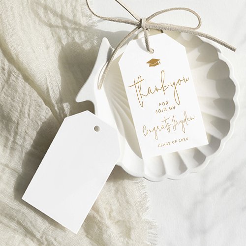 Gold Simple Modern Script Graduate thank you Gift Tags