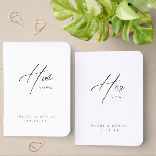 Gold Simple Modern Script Wedding Vows Book