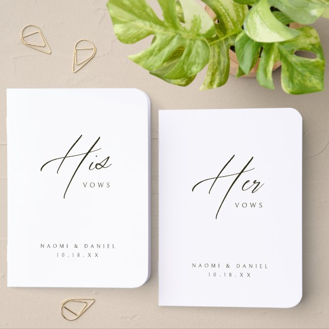 Gold Simple Modern Script Wedding Vows Book (Desk)