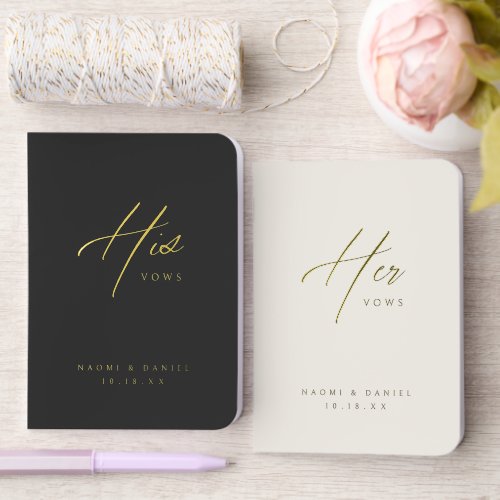 Gold Simple Modern Script Wedding Vows Book