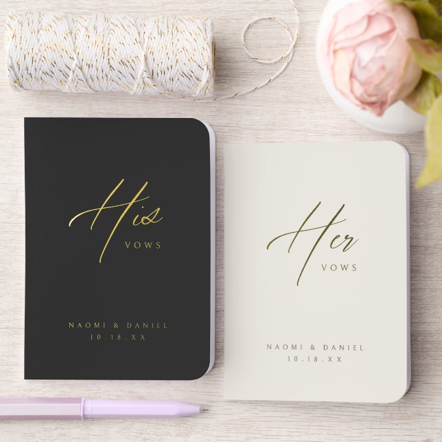 Gold Simple Modern Script Wedding Vows Book (Wedding)