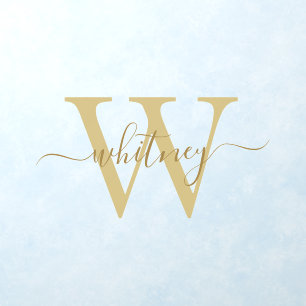 Gold Simple Monogram Name & Initial Wall Decal